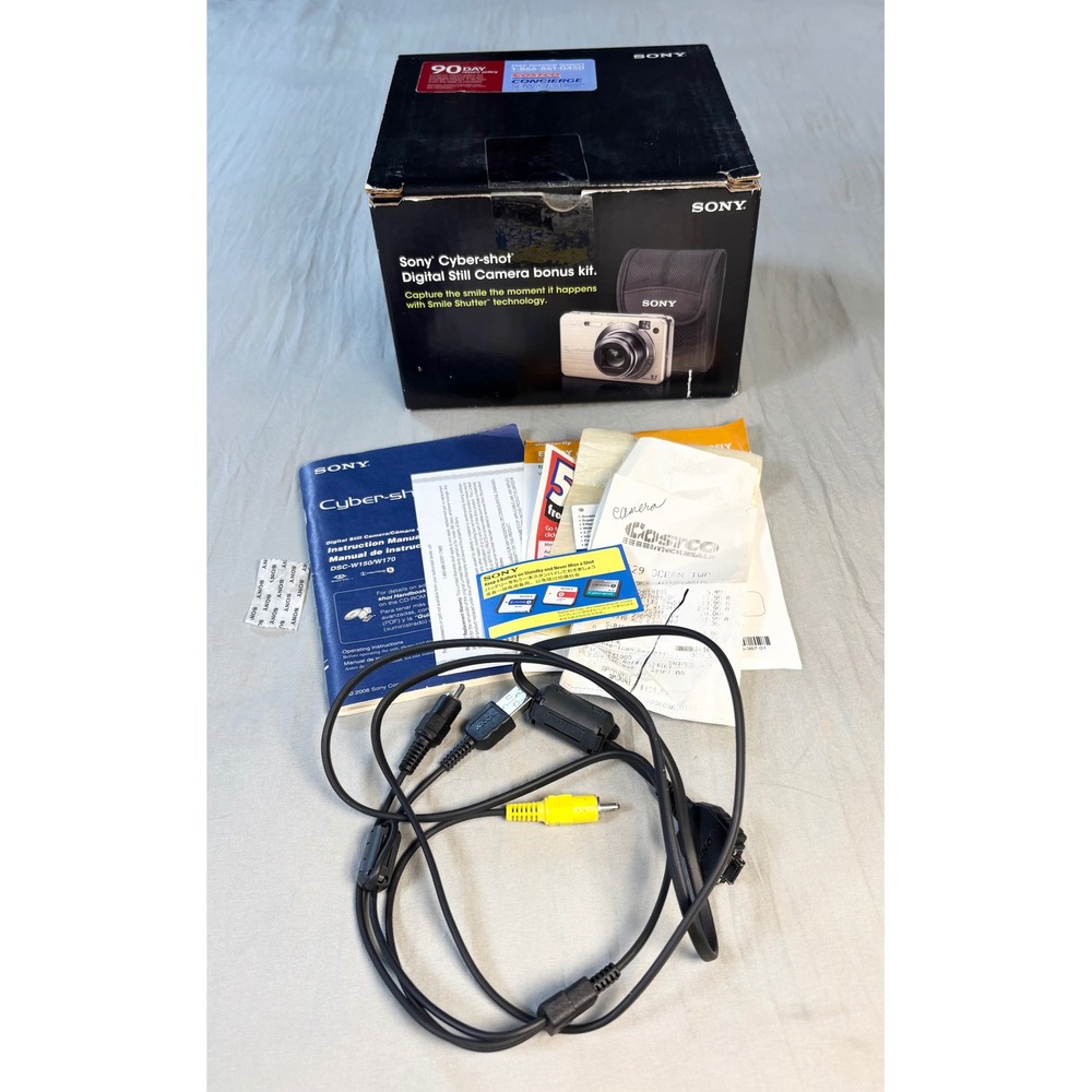 Sony Cyber-shot DSC-W150/N Digital Camera **Box only** Manual Cables Bonus Kit